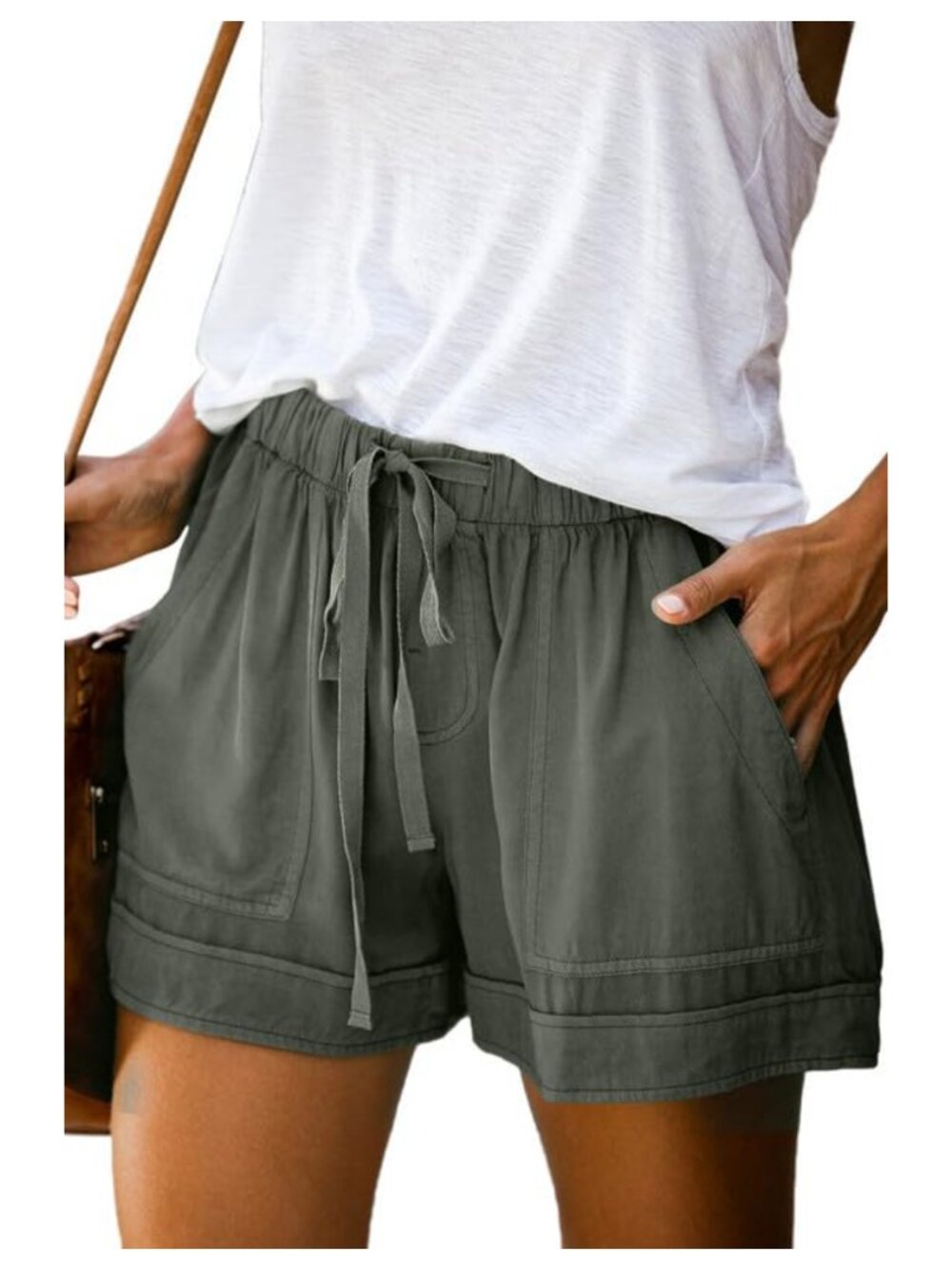 Women's Summer Shorts Elastic Waist Drawstring Pockets Casual Beach